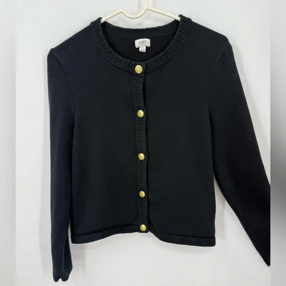J. Crew Factory Cotton-blend Cardigan Sweater Lady Jacket gold-tone buttons M